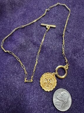 Gold Floral Medallion Toggle Necklace - Women Jewelry